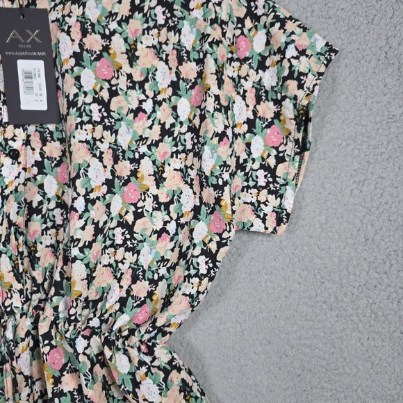 AX Paris Romper/Playsuit Women 4 Black Floral Print Button Up Boho Fairy Grunge - Picture 5 of 12